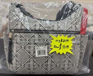 Rosetti Black and White Geometric Woven Shoulder Bag